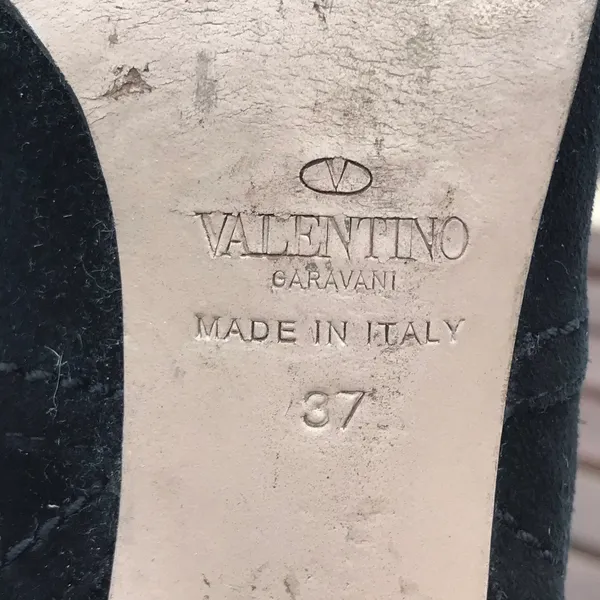Valentino women’s black suede knee high block heel boots size IT 37 US 7 - Image 11