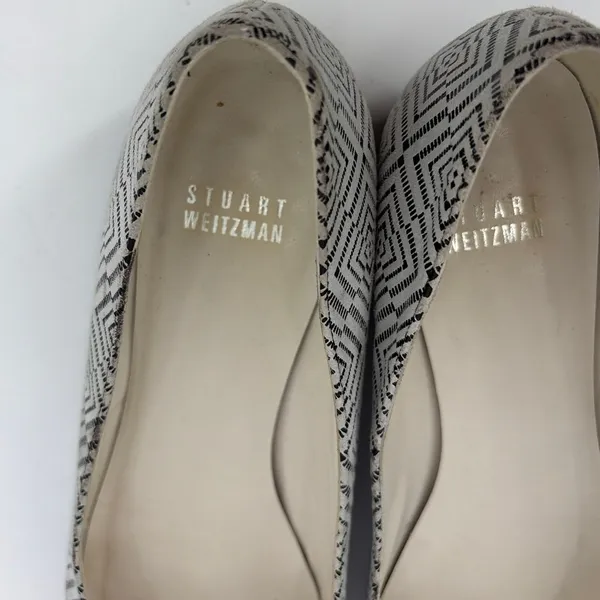 Stuart Weitzman Ballet Flats Sz 7.5N Geometric Bow Leather Preppy Old Money Slip - Image 9