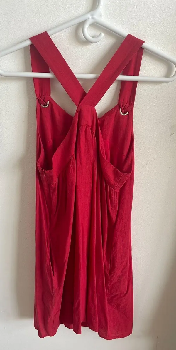 Red Linen Dress - Image 4