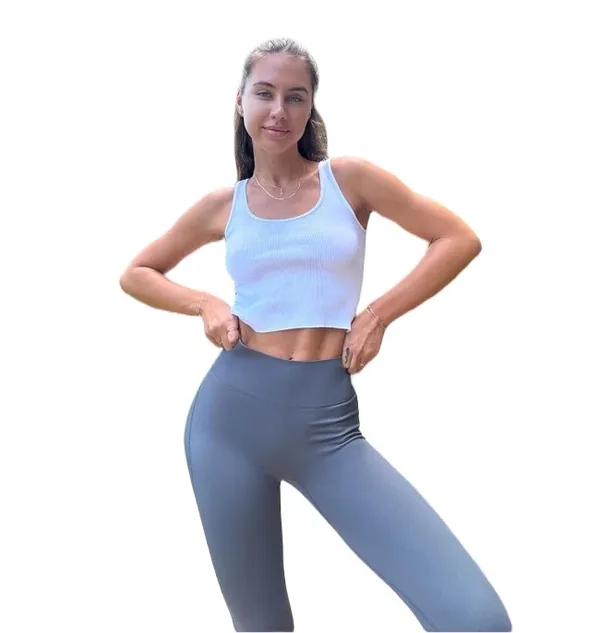 High Waist Charcoal Gray Flare Yoga Leggings - Image 4