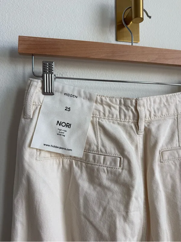 Hidden Jeans Nori High Rise Super Wide Leg Cream Pants Size 25 NWT - Image 14