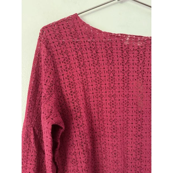 NWT Natural Life Purple Floral Semi Sheer Long Sleeve Blouse Women’s Size XXL - Image 3