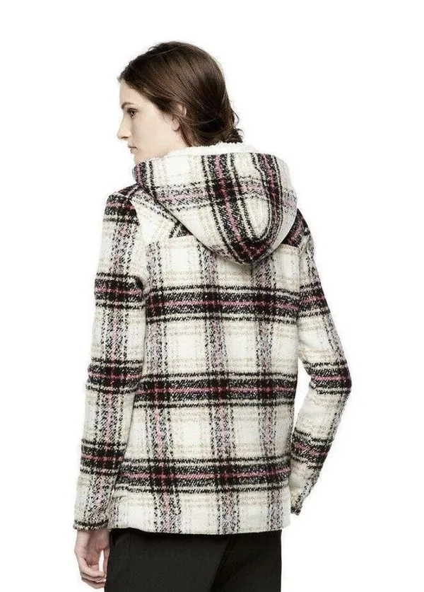 NWT Women's Thakoon for DesigNation Kohl's Plaid Hooded Flannel Coat Sz Medium - Image 9