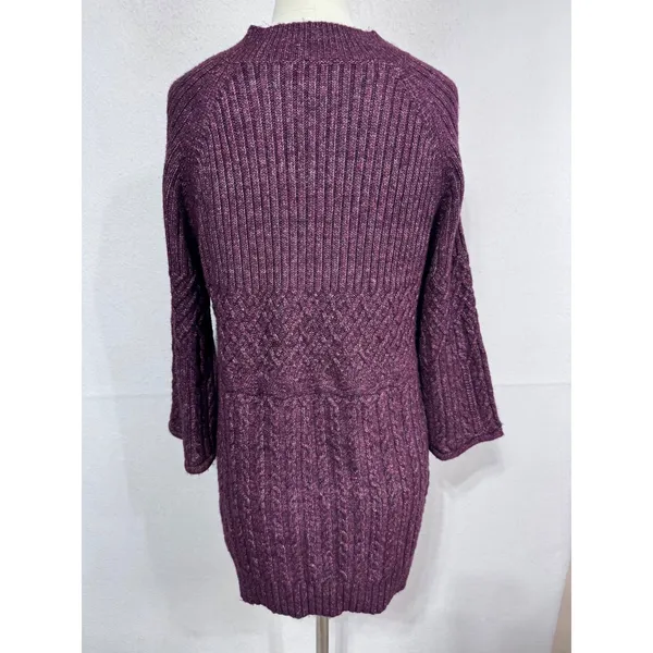 Cabi Small‎ Purple Tunic Sweater Women's V-Neck Cable Knit Bell Sleeve - Image 7