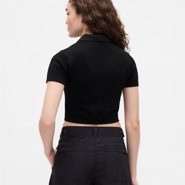 Gap × BÉIS Seamless Crop Polo Shirt - Image 3