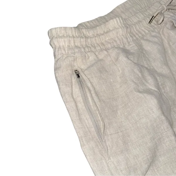 Athleta Retreat High Rise 100% Linen Ankle Pants Undyed Size XL Pull On Neutral - Image 6