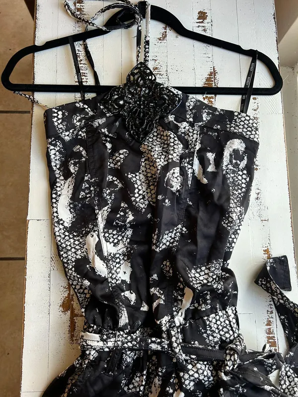 black and white lace print romper - Image 8