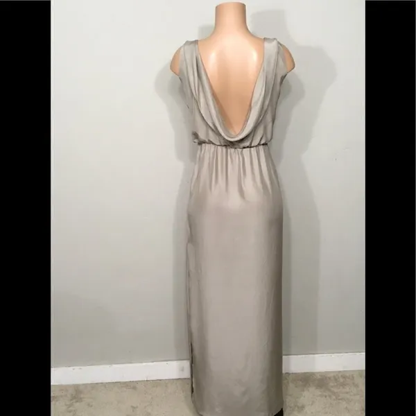 Natalie Deayala drape back silk column dress. NWT Tan - Image 7