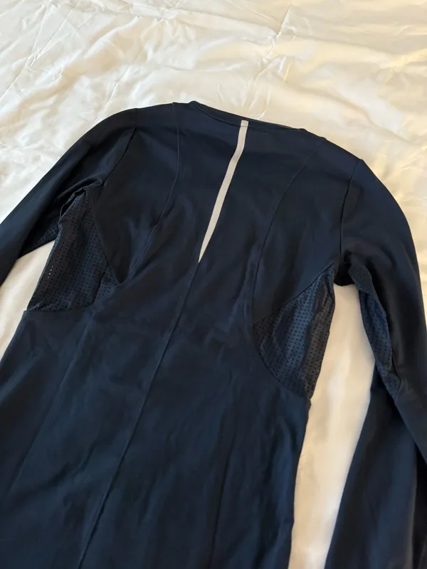 Calia by Carrie Dark Blue Long Sleeve Running Top With Breathable Panels And Reflective Detail - Image 6