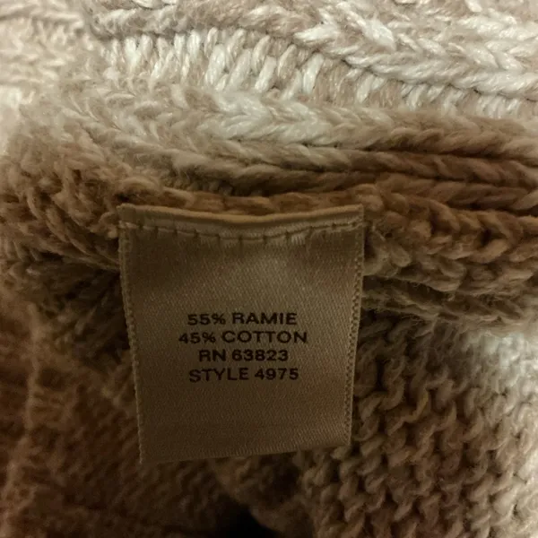 Y2K Christopher & Banks Oatmeal Zip Cardigan L Ramie Cotton Knit Sweater - Image 4