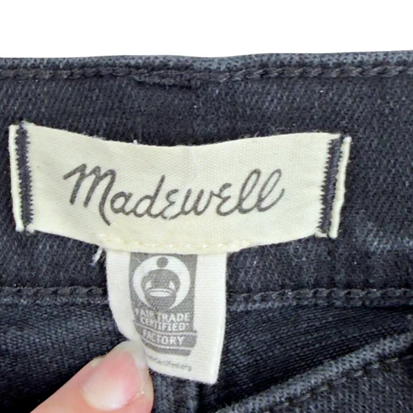 Madewell Mid-Rise Kick Out Black Cropped Stretch Denim Jeans Sz 31T - Image 4