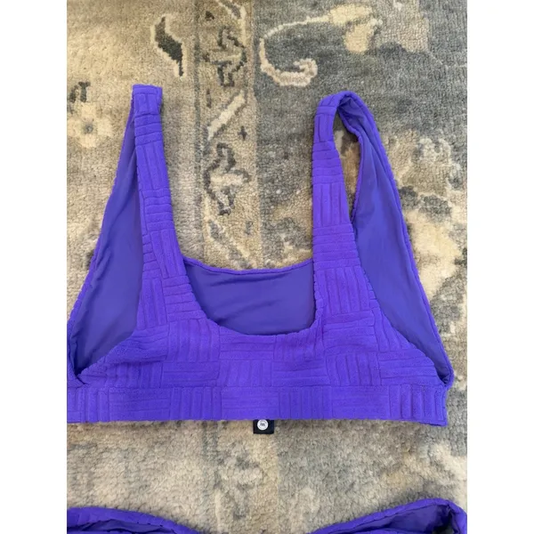 Beach Riot Peyton Textured Bikini Top & Vanessa Bikini Bottom L Ultra Violet NEW - Image 11