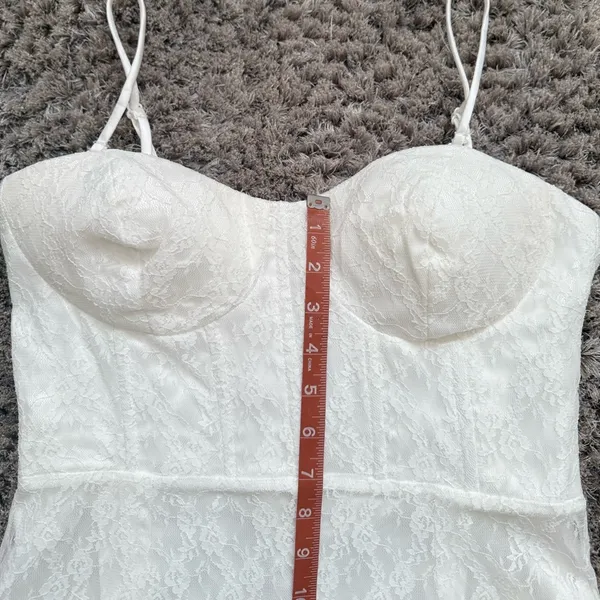 Lulus White Lace Bustier Maxi Dress – Size L – Stretch Fit Bridal Gown – New - Image 10