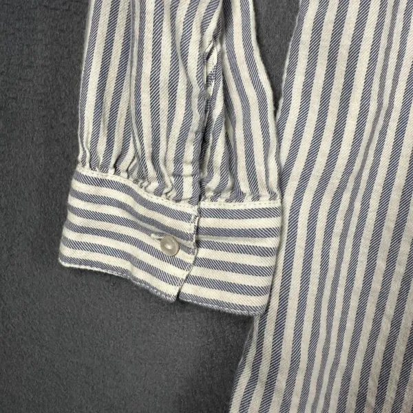 Aerie Tunic Blouse Womens Large Blue White Stripe Ruffle V Neck 3/4 Sleeve - Image 12