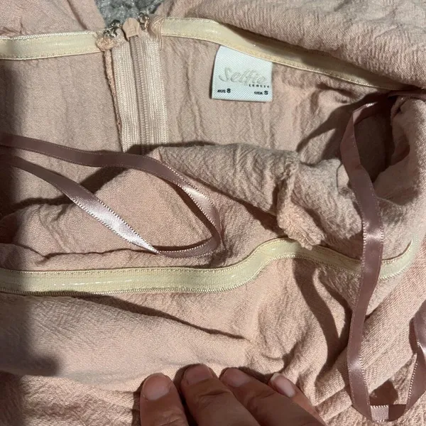 Selfie Leslie STRAPLESS WIDE LEG‎ JUMPSUIT NUDE PINK Small - Image 8