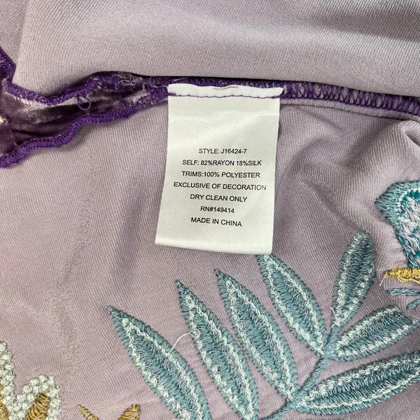 NWOT Johnny Was Silk Blend Velvet Floral Embroidered Tunic Blouse Purple Size XL - Image 12