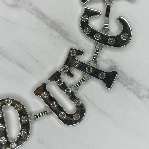 Von Dutch Rhinestone Letter Chain Belt OS ✨ - Image 5