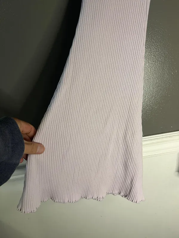 Aerie Pants Womens Small Purple Ribbed Knit Flare Leg Stretch Lounge Sweatpants - Image 5