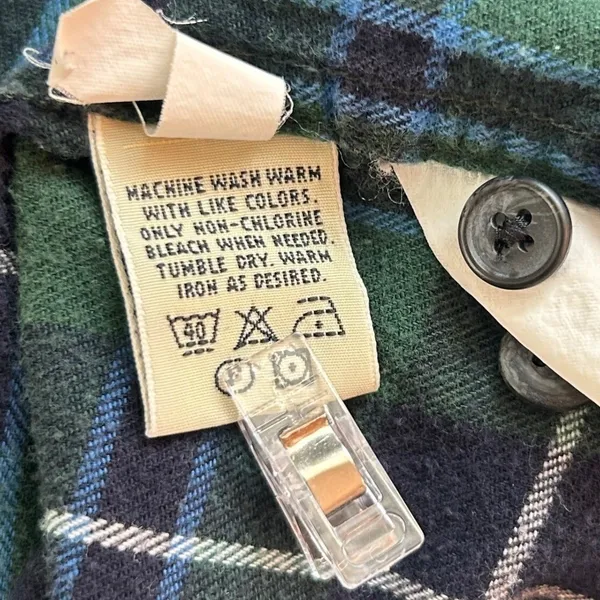 Eddie Bauer Flannel Button Up Shirt Green Medium‎ - Image 6