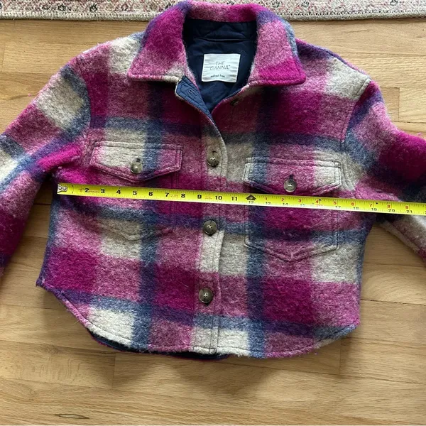 Aritzia the Ganna Wilfred free Pink Wool Plaid Cropped Jacket boxy small - Image 8