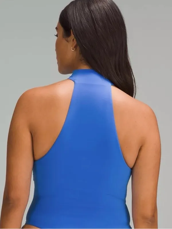 Lululemon NWT Mock Neck Sleeveless Bodysuit Nulu Ultra Soft Blue Size L - Image 2