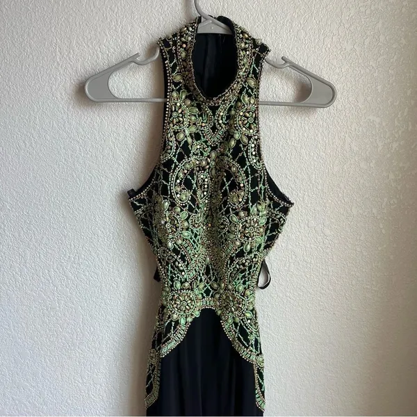 Sherri Hill 50153 Black/Green Beaded Prom Dress - Image 8