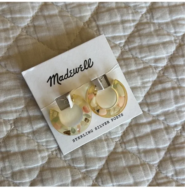 Confetti Acetate Hoop Earrings Blush Multi - Image 3