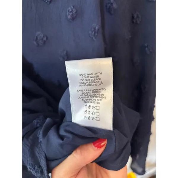 Anthropologie Eri + Ali Michaela Textured Swiss Dot Midi Navy Dress 2 - Image 12