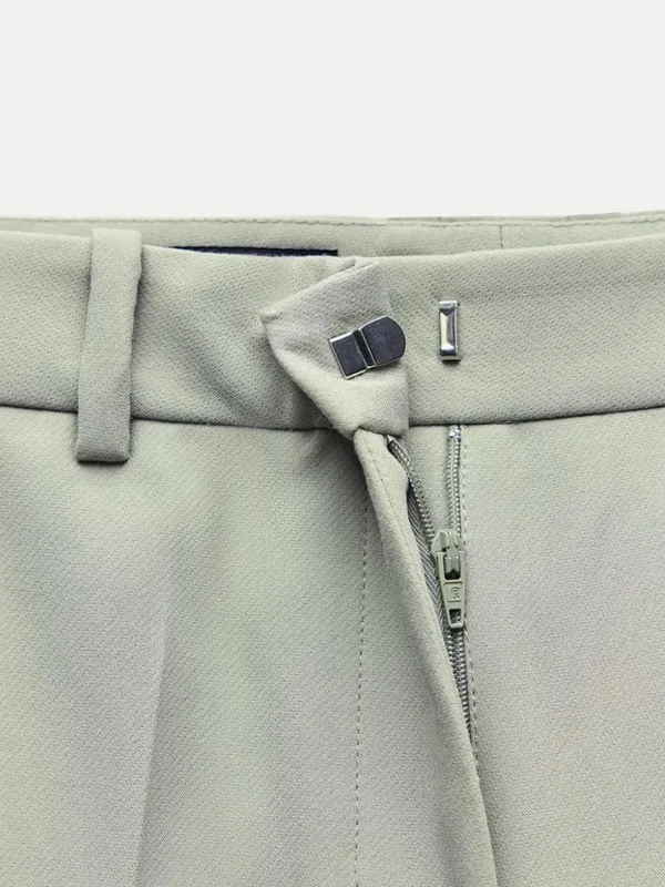 ZARA Mint Green Straight Fit Tailored Trousers Pants Front Pockets Size S - Image 13