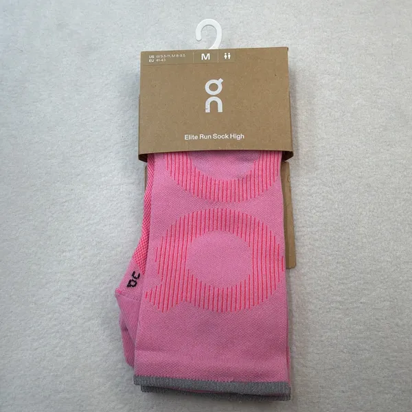 On Cloud Elite Run Sock High Medium Mens 8-9.5 / Womens 9.5-11 Raspberry/Pink - Image 2