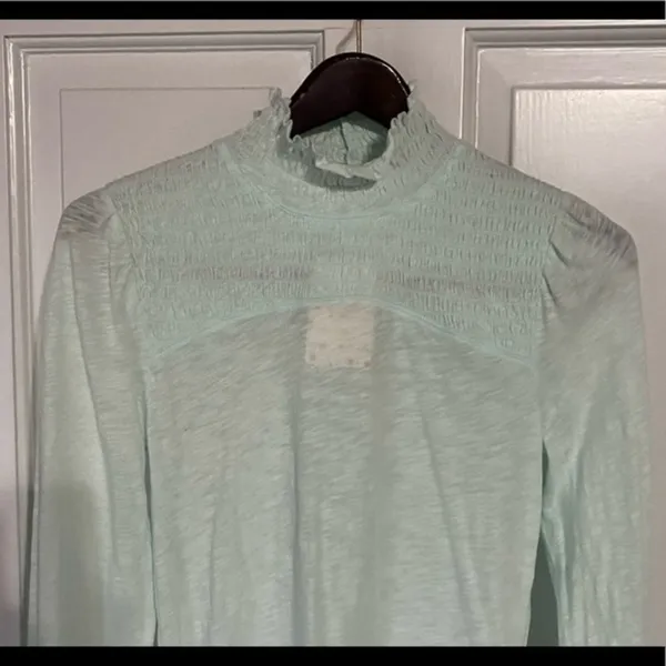 Free‎ People Caroline Iced Aqua Long Sleeve Shirred Turtleneck Top Size M NWT - Image 6
