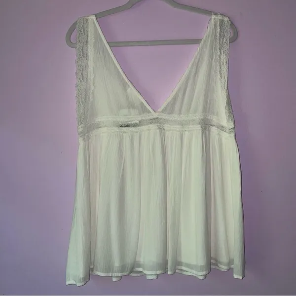 NEW Hayson Size L White Lace Trim Babydoll Tank Top 90s Y2K Cottage Fairy - Image 5