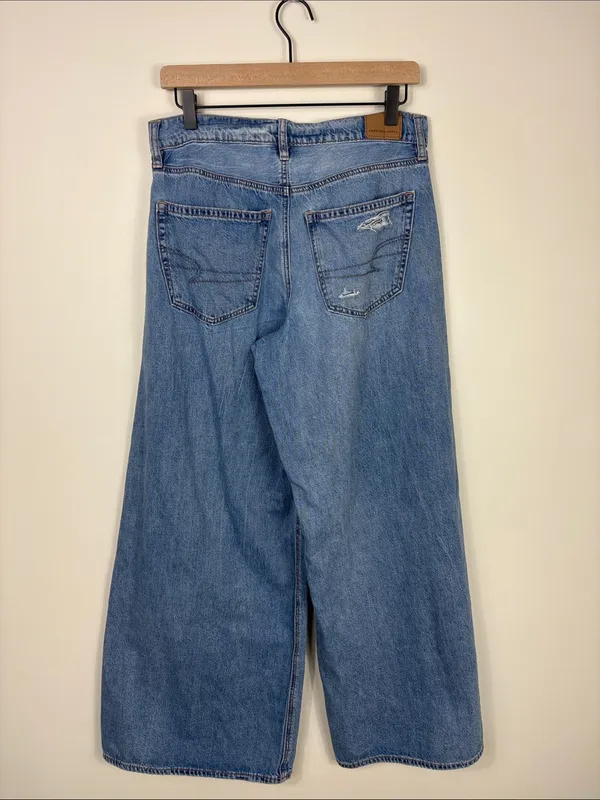 American Eagle Ultra Wide Leg Jeans Women’s Size 4 Short Blue High Rise Denim - Image 7