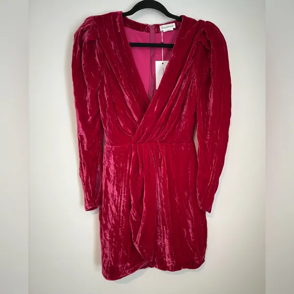 Lovers + Friends Kimora Mini Dress Magenta Pink‎ Silk Velvet - Size XS NWT - Image 3