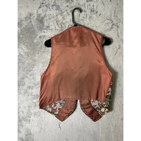 Vintage Novelty Tapestry Vest Folk Art Storybook Cottagecore‎ Grandpa Chic Med - Image 3