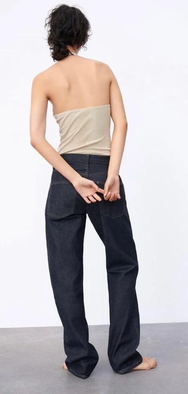ZARA BODYSUITS | RIBBED HALTER BODYSUIT Sand - Image 4