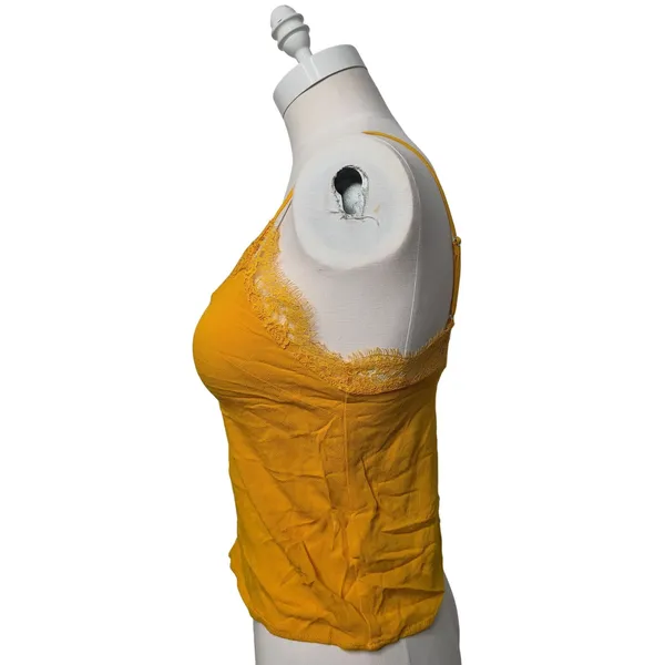 Forever 21 Mustard Yellow Lace Trim Camisole Top Small‎ Adjustable Straps - Image 11