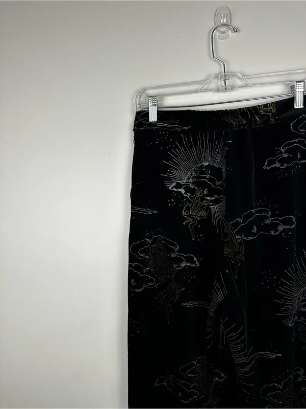 Disturbia‎ Adelina Foil Print Velour Wide Leg Trousers Women’s Sz 6 - Image 7