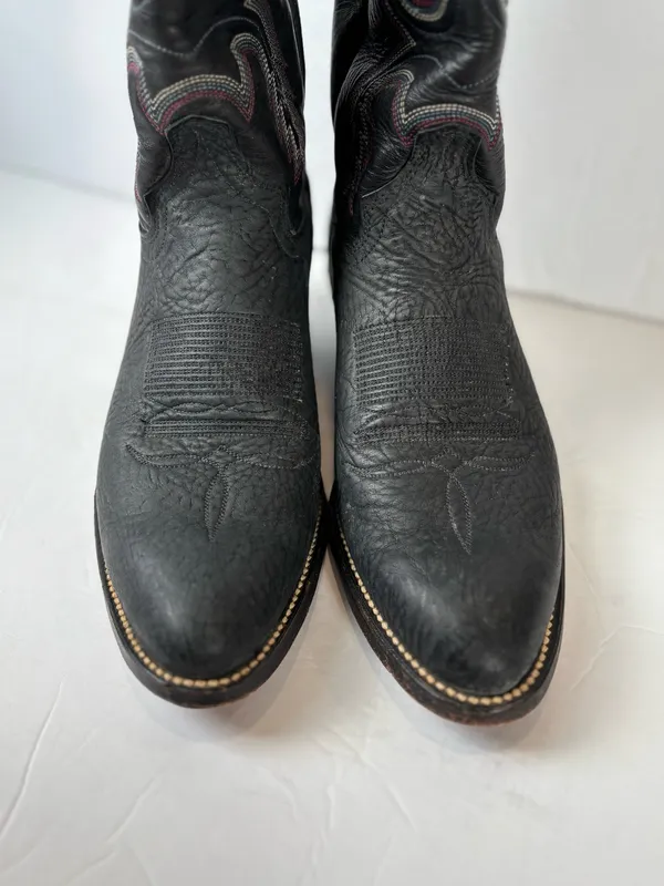 Abilene vintage black leather cowboy boots - Image 5