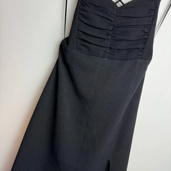 NWT ZARA Midi Corset Dress Sz Small Black Open Lace Up Back Side Slit - Image 9