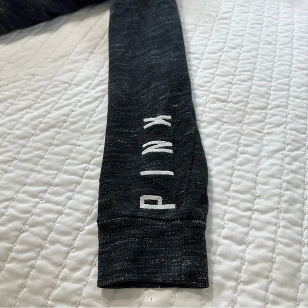 PINK Victoria's Secret Charcoal Hoodie with Logo - Image 9