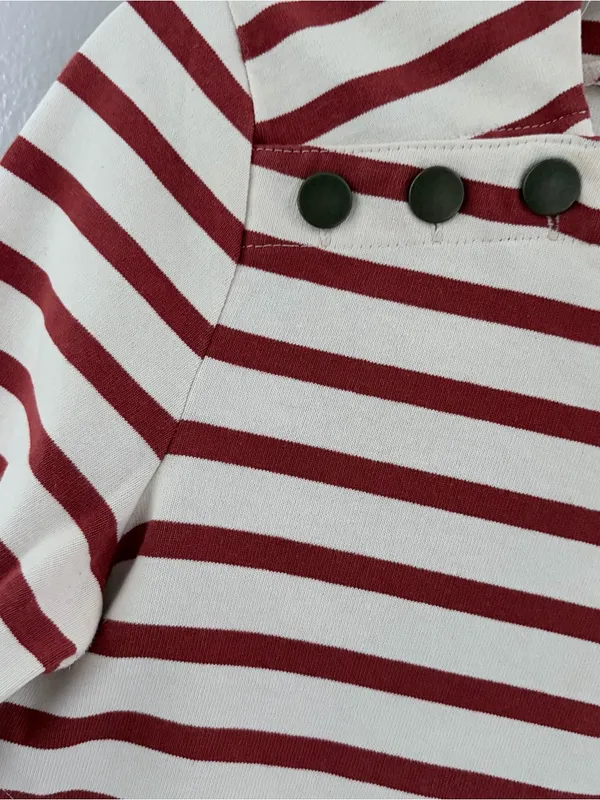 Veronica Beard Rust Striped Poplin Cotton Layered Shirt XS - Image 3