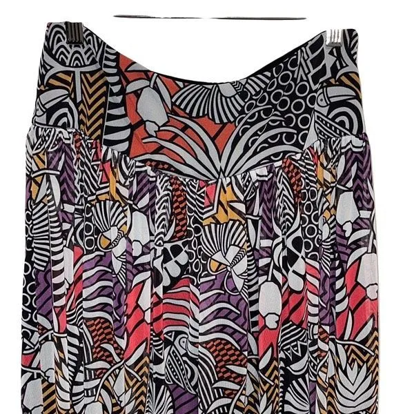 Farm Rio for Anthropologie Tropical Maxi Skirt Mesh Lined Black White Multi Smal - Image 4
