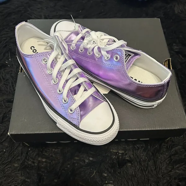 CONVERSE all Star purple metallic lace up shoes sneakers women’s new - Image 6