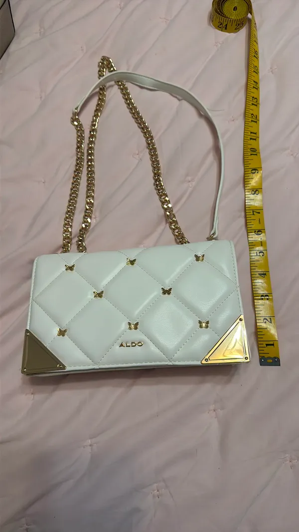 ALDO White Purse with Gold Butterflies 🦋 and Gold Trim - Image 5