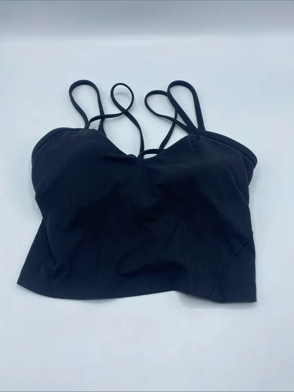 Lululemon Womens Align Strappy Cropped Tank Black Ribbed Yoga Top LW1EF6S Size 2 - Image 7