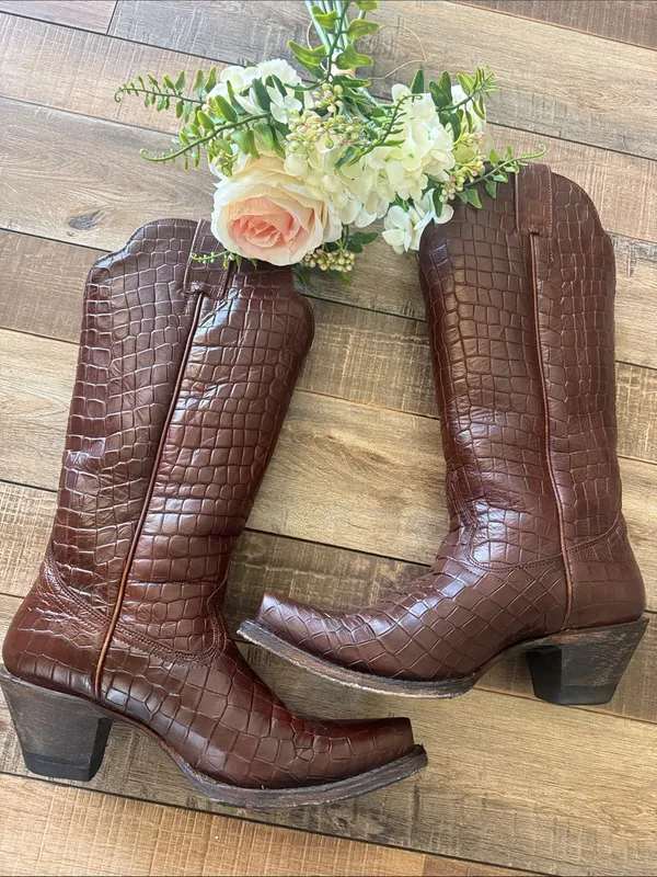 Idyllwind Brown Croc boots - Image 5