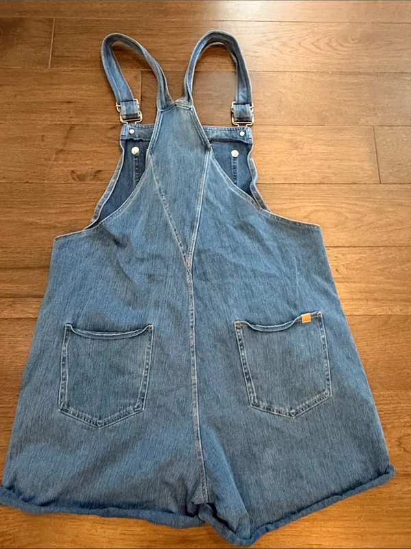 HALARA Flex Rolled Hem Washed Denim Casual Short Overalls Size XL - C45-061 - Image 9