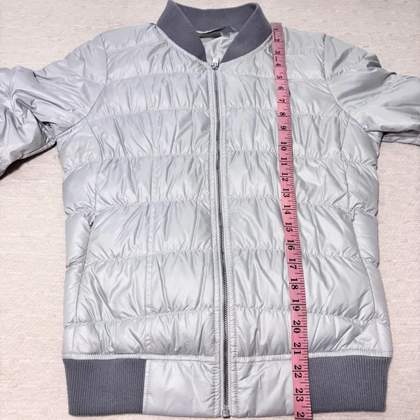 Athleta‎ Womens Jacket Goose Down Dooby Bomber Jacket Coat Gray Size S - Image 5