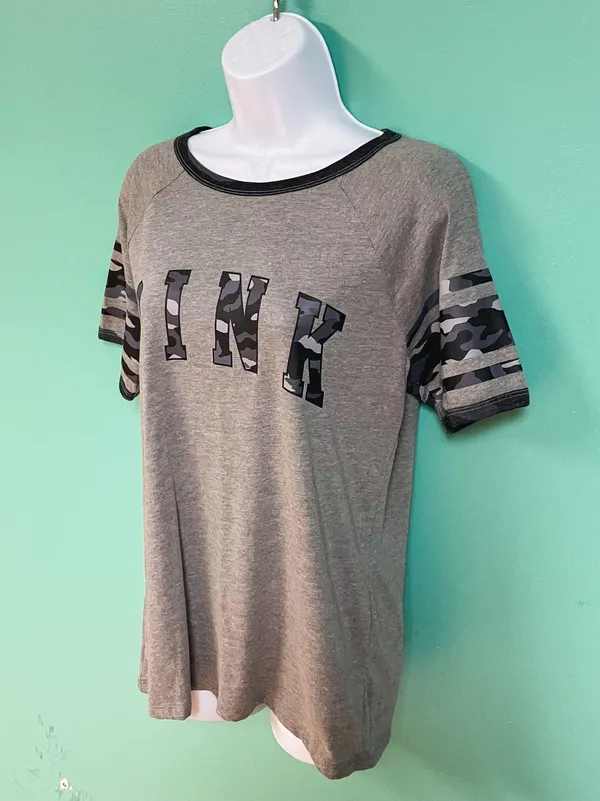 Victoria's Secret PINK Gray Camo Short Sleeve Tee - Image 3